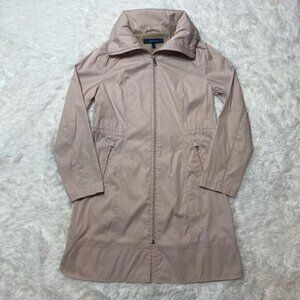 Cole Haan Pink Coat Trench Jacket Rain Womens Size M Pockets Cinch Waist